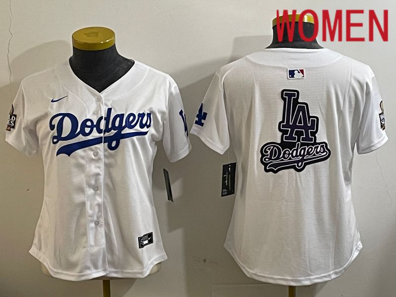 Women Los Angeles Dodgers Blank White Game 2024 Nike MLB Jersey style 112116->women mlb jersey->Women Jersey